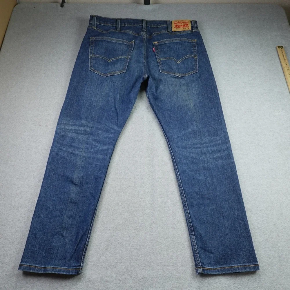 Levi's 512 Jeans Mens 38x30 Blue Denim Slim Taper Stretch Medium Wash